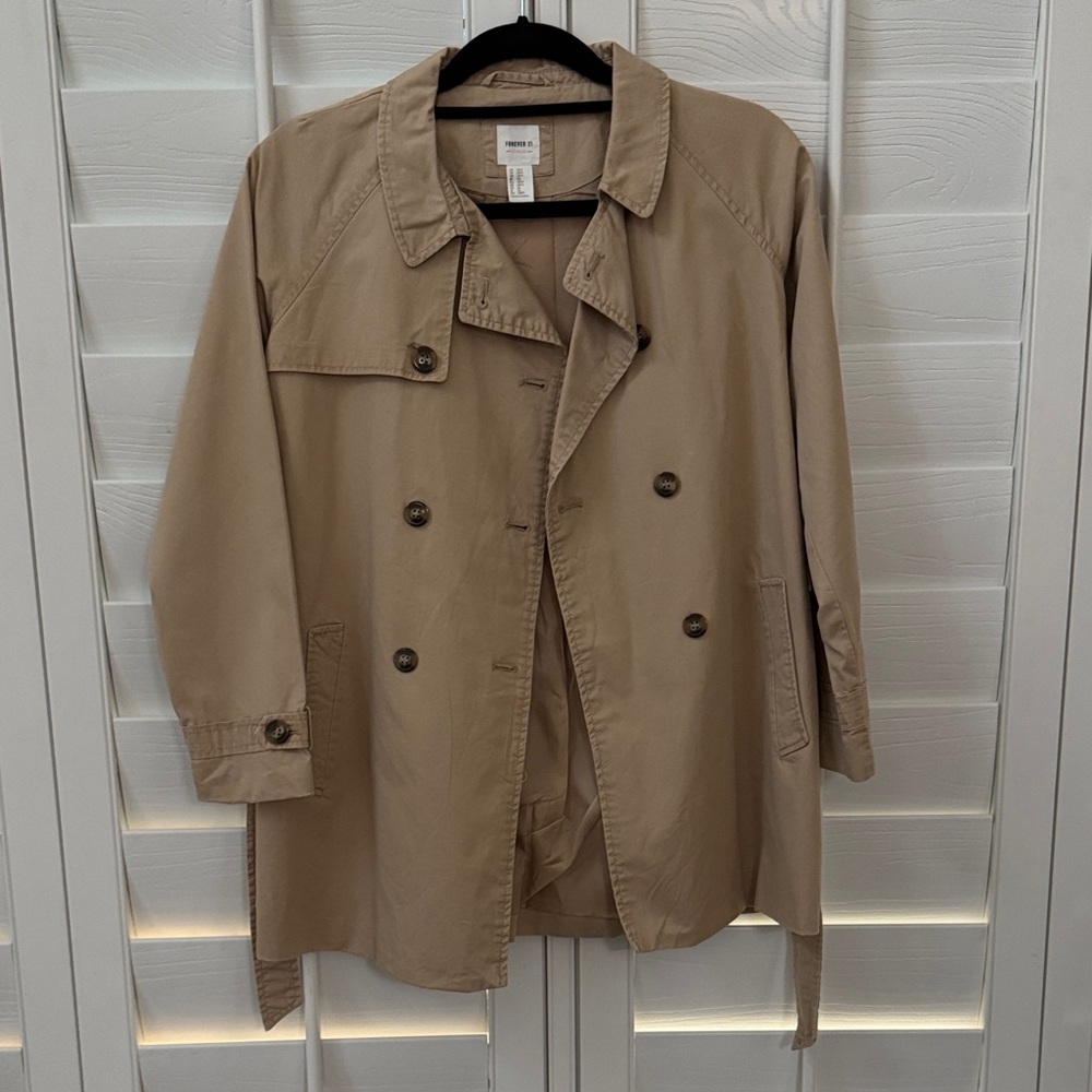 Forever 21 Tan Double-Breasted Coat